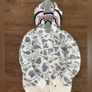 Brand new Bape double hooded shark head camouflage sweatshirt